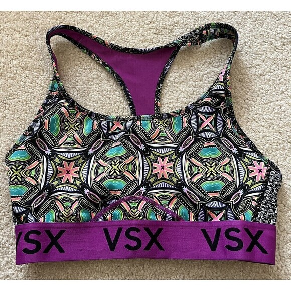 Victoria’s Secret VSX Sport Magenta Sports Bra Sz M Lightly Lined Racerback - Picture 1 of 9